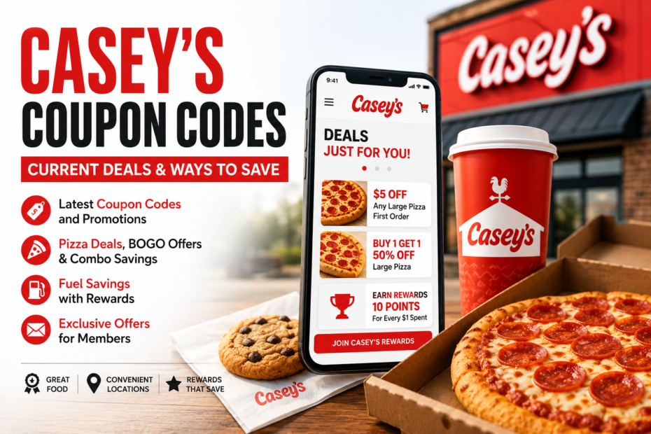 asey’s coupon codes, pizza deals, and Rewards savings featured in an AI-generated promotional image created for illustrative purposes.